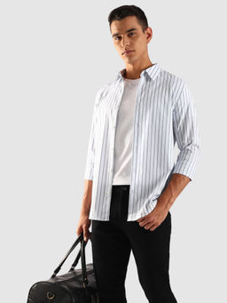 Calvin Klein - Men White Stripes Casual Shirt