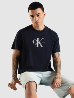 Calvin Klein - Men Navy Blue Printed T-Shirt