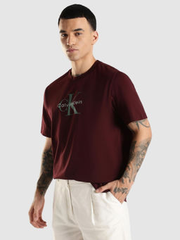 Calvin Klein - Men Burgundy Printed T-Shirt