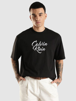 Calvin Klein - Men Black Embroidered T-Shirt