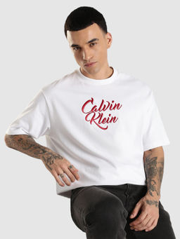 Calvin Klein - Men White Embroidered T-Shirt