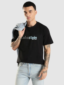 Calvin Klein - Men Black Embroidered T-Shirt