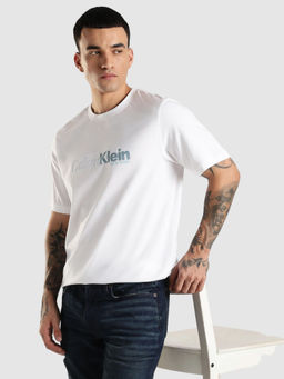 Calvin Klein - Men White Embroidered T-Shirt