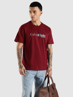 Calvin Klein - Men Red Embroidered T-Shirt