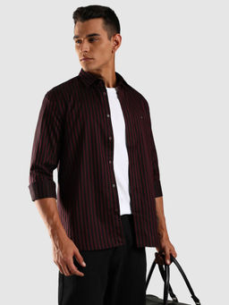 Tommy Hilfiger - Men Maroon Stripes Casual Shirt
