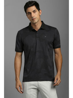 Louis Philippe - Men Black Printed Polo T-Shirt