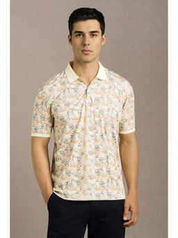 Louis Philippe - Men Beige Printed Polo T-Shirt