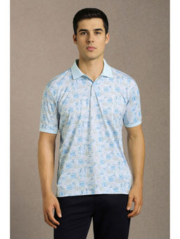 Louis Philippe - Men Blue Printed Polo T-Shirt