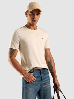 Tommy Hilfiger - Men Beige Solid T-Shirt