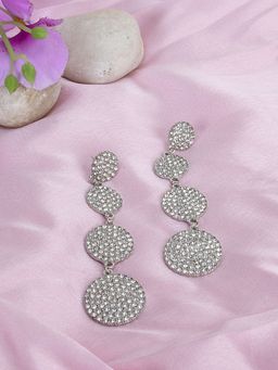 Kazo - Circular Diamonds Studded Drop Earrings