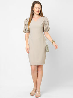 MISH - Grey Puff Sleeve Short Dress