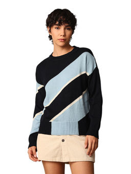 ONLY - Blue and Black Colorblock Sweater