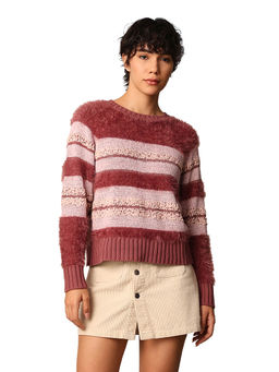 ONLY - Mauve Fluffy Colorblock Sweater