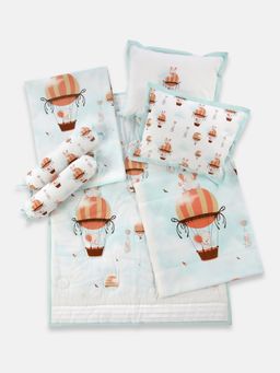 THE BABY TRUNK - Ele On The Balloon Organic Cotton Cot Bedding Set With Quilt- Set of 7