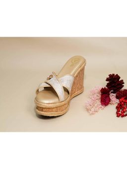 Sana K Luxurious Footwear - Beige X Logo Wedges