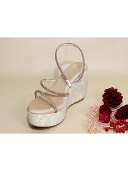 Sana K Luxurious Footwear - Berry White Net Wedges