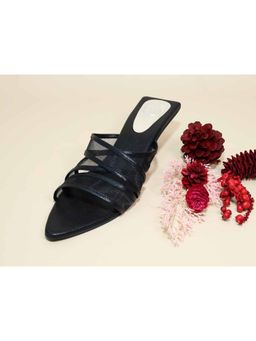 Sana K Luxurious Footwear - Black Net Kitten Heels