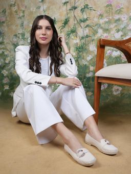 Dollphin - Cream Formal Loafers with Buckle