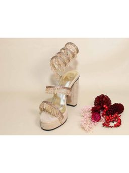 Sana K Luxurious Footwear - Glitz Gold Spring Leaved Elevation Heels