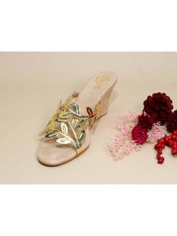 Sana K Luxurious Footwear - Gold Leafy Half Wedges