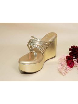 Sana K Luxurious Footwear - Gold String Wedges