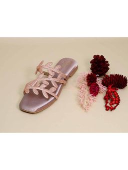 Sana K Luxurious Footwear - Pink Leafy Flats