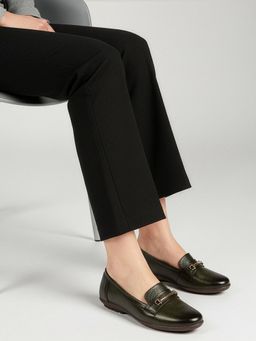 Dollphin - Green Loafers Formal Leather with Buckle