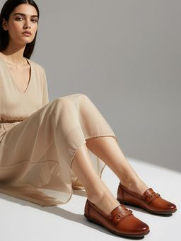 Dollphin - Brown Loafers Formal Leather with Buckle