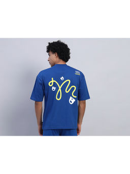 Griffel - Men Blue “Keep Your Teddy” Typography Print T-Shirt