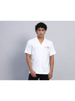 Griffel - Men White Typography Print Casual Shirt