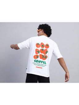 Griffel - Men White Tomato Typography Print T-Shirt