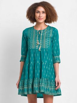 Globus - Teal Printed Dress