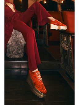 Anaar - Orange Mirchi Lights Wedge Sneakers