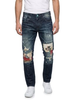 DESIGN ELEMENTS - Men Light Fade Distressed Slim Fit Black Jeans