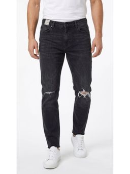 DESIGN ELEMENTS - Men Light Fade Distressed Slim Fit Black Jeans