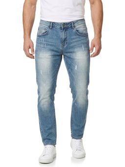 DESIGN ELEMENTS - Men Light Fade Distressed Slim Fit Blue Jeans