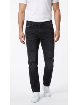 DESIGN ELEMENTS - Men Light Fade Distressed Slim Fit Black Jeans