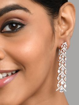 Fida - Wedding Luxurious Rose Gold-Plated American Diamond Drop Earring for Women