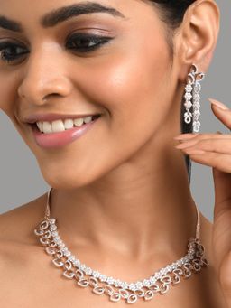 Fida - Wedding Luxurious Rose Gold-Plated American Diamond Jewellery Set for Women