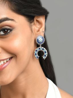 Fida - Wedding Ethnic Silver Plated Meenakari Metal Beaded Drop Earring for Women