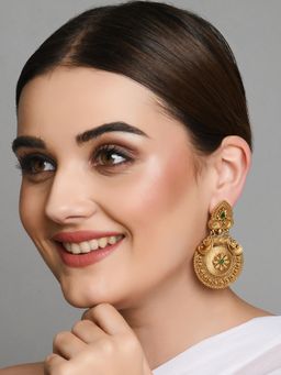 Fida - Wedding Ethnic Indian Antique Gold Floral Drop Earring for Women