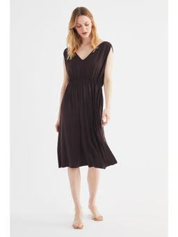 Trendyol - Womens Wine Pleated Dress