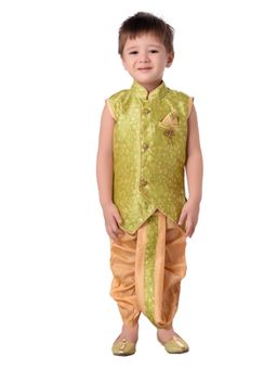 Jeetethnics - Boys Green Kurta Set With Dhoti Pants (Set of 2)