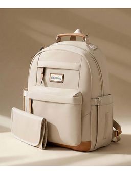 Bonfino - Bambino Luxe Smart Diaper Backpack with Changing Mat-Beige