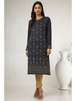 Soch - Womens Grey Acrylic Woven Design Kurta