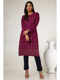 Soch - Womens Purple Acrylic Woven Design Kurta