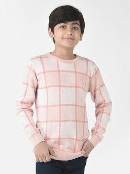 CRIMSOUNE CLUB - Boys Pink Graph Checked Sweater