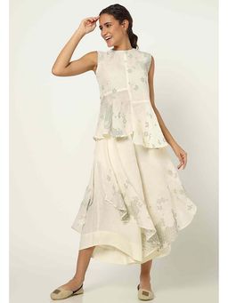 Kaveri - Off White Geometric Floral Petal Co-Ord