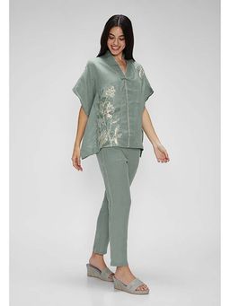 Kaveri - Green Bamboo Grove Kaftan Co-Ord