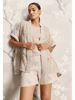 Kaveri - Beige Walk In The Clouds Short Kaftan Co-Ord
